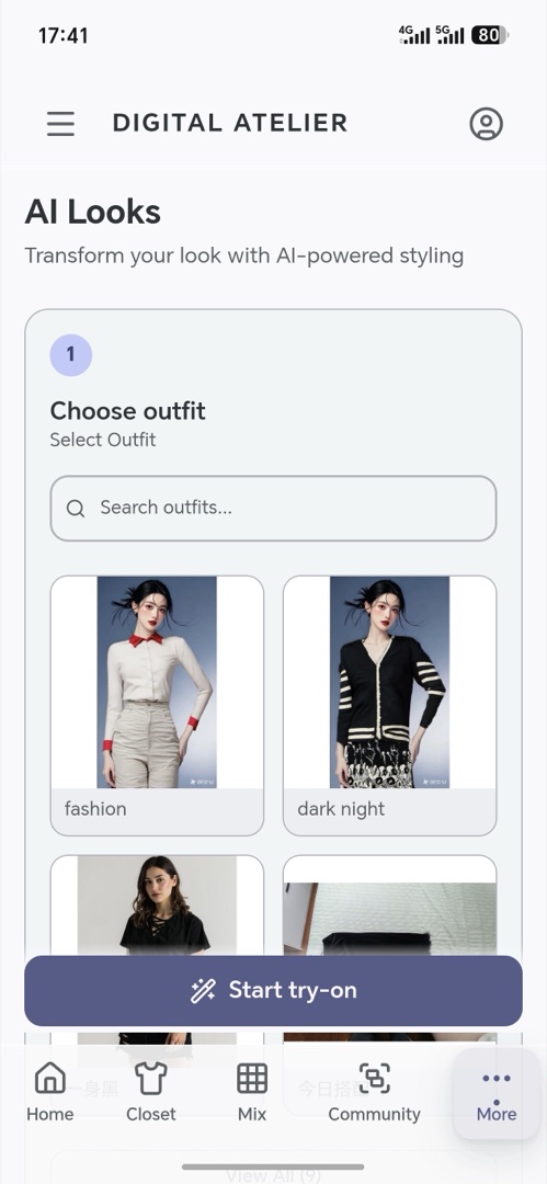 AI try-on three-step flow